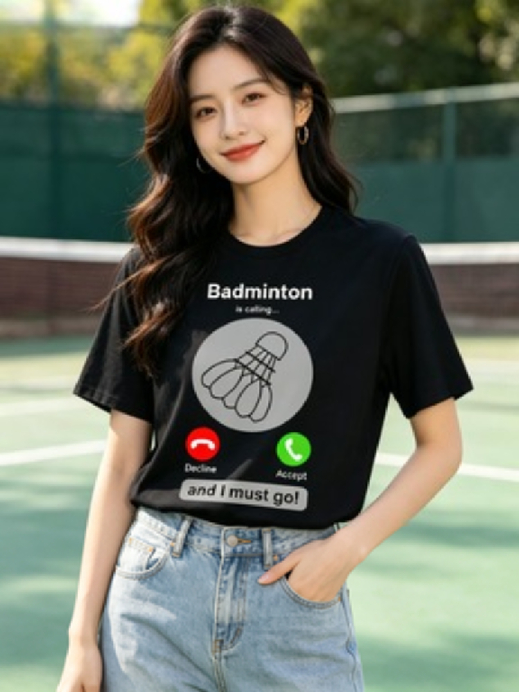Women's Fun Badminton T-Shirt  - Badminton Quotes Short ulasan dan harga