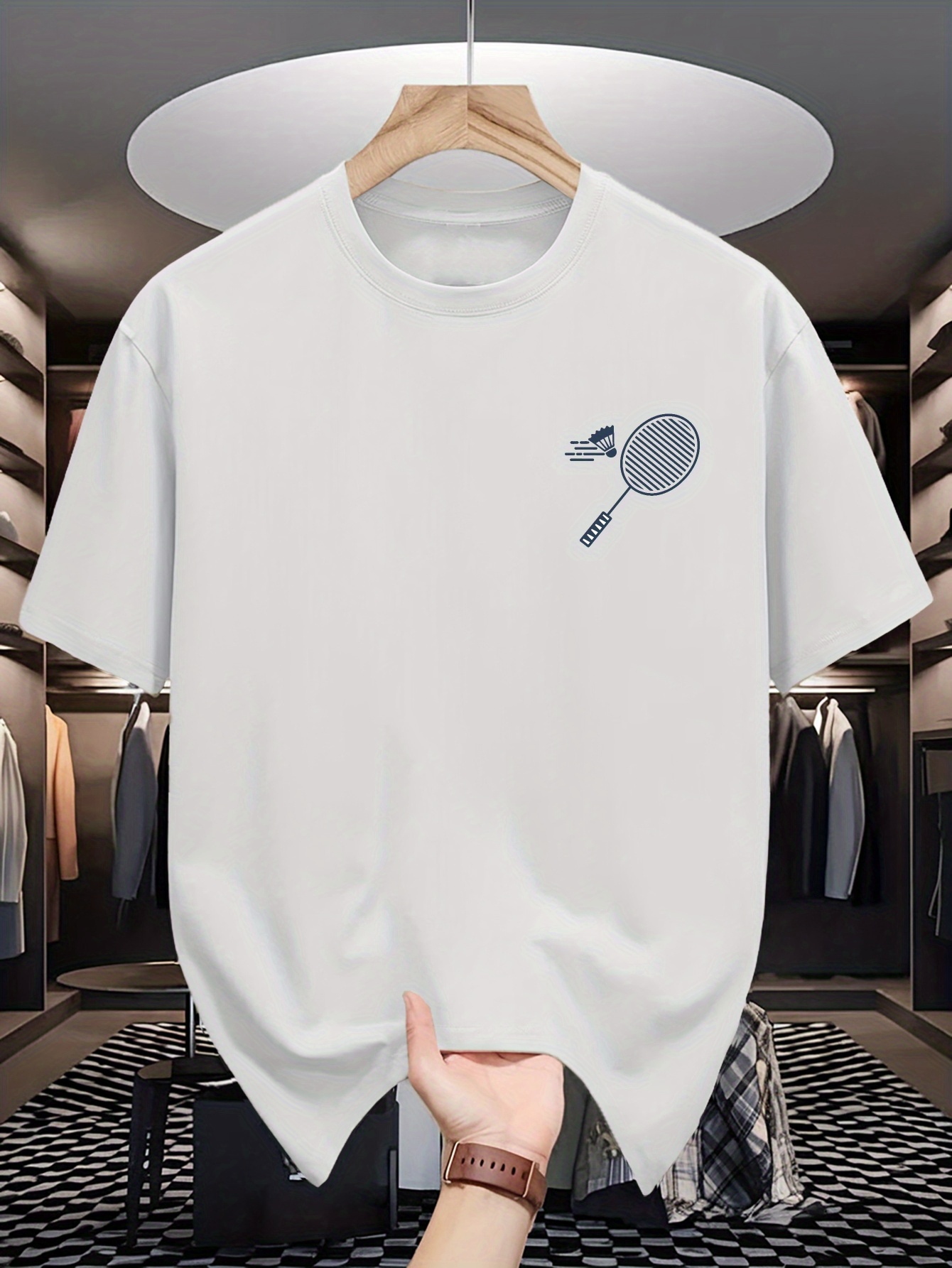 Mens Crew Neck T Shirt Minimal - Badminton Asia ulasan dan harga